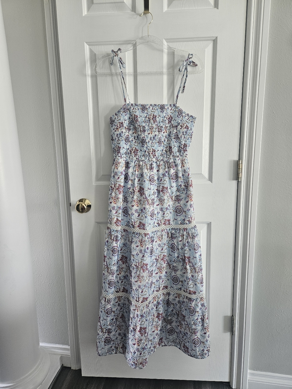 NWOT Target X Roller Rabbit Sketched Floral Tiered Maxi Dress With Tie Straps
